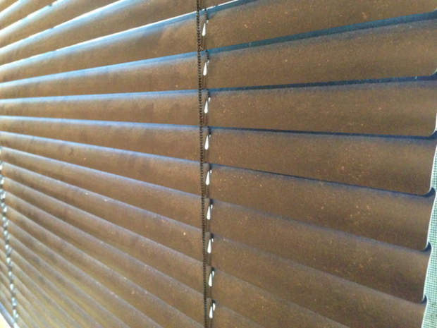 These are the dusty blinds in the master bedroom. This is no “fresh dust”.